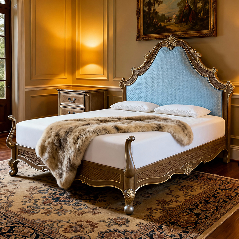 EKAR Monarch Hand-Carved American Style Luxury Bed | Classic Upholstered Master Bedroom Furniture,EKAR FURNITURE CO.,LTD,EKAR Monarch Hand-Carved American Style Luxury Bed | Classic Upholstered Master Bedroom Furniture,foshan furniture factory,custom Furniture factory,china furniture factory