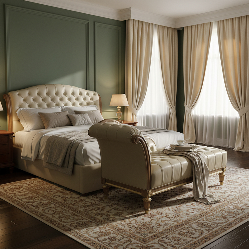 EKAR Sovereign Tufted Leather Bed End Bench | Luxury American Style Chaise Lounge,EKAR FURNITURE CO.,LTD,EKAR Sovereign Tufted Leather Bed End Bench | Luxury American Style Chaise Lounge,foshan furniture factory,custom Furniture factory,china furniture factory