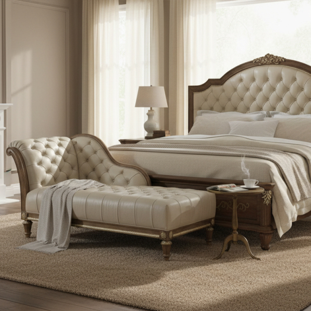 EKAR Sovereign Tufted Leather Bed End Bench | Luxury American Style Chaise Lounge,MY SHOP,EKAR Sovereign Tufted Leather Bed End Bench | Luxury American Style Chaise Lounge,foshan furniture factory,custom Furniture factory,china furniture factory