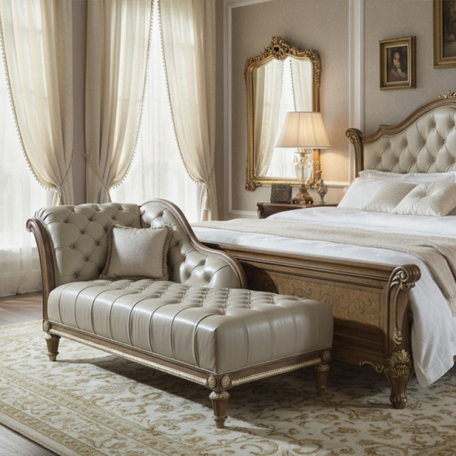 EKAR Sovereign Tufted Leather Bed End Bench | Luxury American Style Chaise Lounge,MY SHOP,EKAR Sovereign Tufted Leather Bed End Bench | Luxury American Style Chaise Lounge,foshan furniture factory,custom Furniture factory,china furniture factory