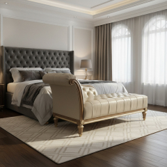 EKAR Sovereign Tufted Leather Bed End Bench | Luxury American Style Chaise Lounge,MY SHOP,EKAR Sovereign Tufted Leather Bed End Bench | Luxury American Style Chaise Lounge,foshan furniture factory,custom Furniture factory,china furniture factory