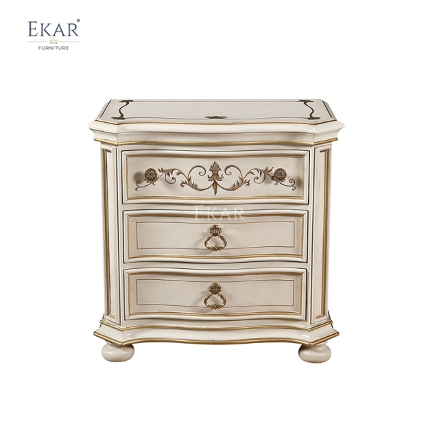 EKAR Versailles Luxury Nightstand | Hand-Painted Ivory & Gold Bedside Table | Premium American Style Bedroom Furniture,MY SHOP,EKAR Versailles Luxury Nightstand | Hand-Painted Ivory & Gold Bedside Table | Premium American Style Bedroom Furniture,foshan furniture factory,custom Furniture factory,china furniture factory