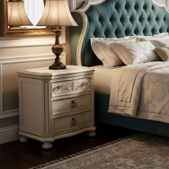 EKAR Versailles Luxury Nightstand | Hand-Painted Ivory & Gold Bedside Table | Premium American Style Bedroom Furniture,MY SHOP,EKAR Versailles Luxury Nightstand | Hand-Painted Ivory & Gold Bedside Table | Premium American Style Bedroom Furniture,foshan furniture factory,custom Furniture factory,china furniture factory