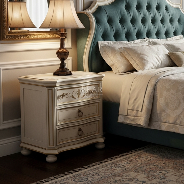 EKAR Versailles Luxury Nightstand | Hand-Painted Ivory & Gold Bedside Table | Premium American Style Bedroom Furniture,MY SHOP,EKAR Versailles Luxury Nightstand | Hand-Painted Ivory & Gold Bedside Table | Premium American Style Bedroom Furniture,foshan furniture factory,custom Furniture factory,china furniture factory