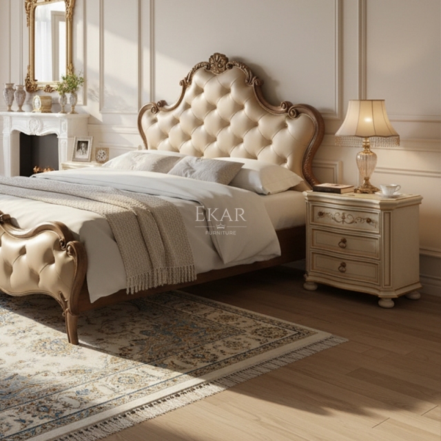 EKAR Versailles Luxury Nightstand | Hand-Painted Ivory & Gold Bedside Table | Premium American Style Bedroom Furniture,MY SHOP,EKAR Versailles Luxury Nightstand | Hand-Painted Ivory & Gold Bedside Table | Premium American Style Bedroom Furniture,foshan furniture factory,custom Furniture factory,china furniture factory