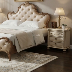 EKAR Versailles Luxury Nightstand | Hand-Painted Ivory & Gold Bedside Table | Premium American Style Bedroom Furniture,MY SHOP,EKAR Versailles Luxury Nightstand | Hand-Painted Ivory & Gold Bedside Table | Premium American Style Bedroom Furniture,foshan furniture factory,custom Furniture factory,china furniture factory