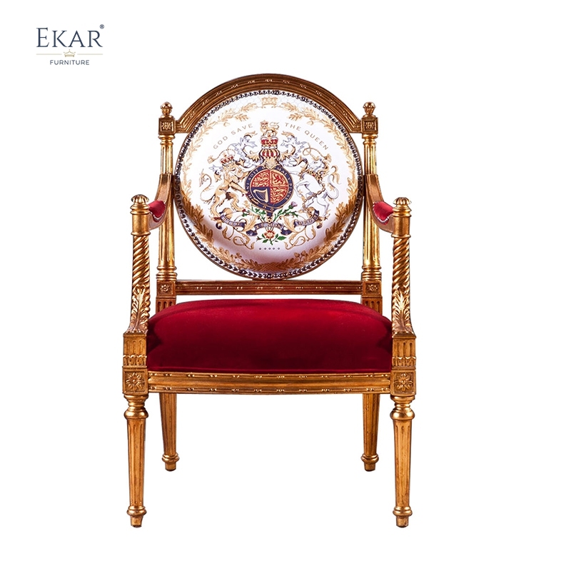 EKAR Monarch Imperial Luxury Accent Chair | Gold Leaf Royal Armchair | Classic Living Room Furniture,EKAR FURNITURE CO.,LTD,EKAR Monarch Imperial Luxury Accent Chair | Gold Leaf Royal Armchair | Classic Living Room Furniture,foshan furniture factory,custom Furniture factory,china furniture factory