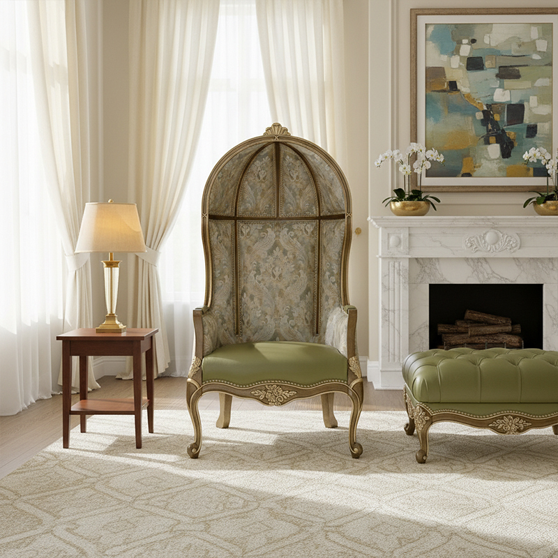 EKAR Majestique Canopy Porter’s Chair | Luxury American Style Hooded Armchair | Classical High-End Seating,EKAR FURNITURE CO.,LTD,EKAR Majestique Canopy Porter’s Chair | Luxury American Style Hooded Armchair | Classical High-End Seating,foshan furniture factory,custom Furniture factory,china furniture factory