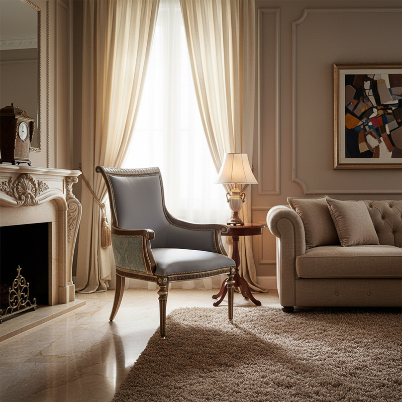 EKAR Regency Slate Accent Chair | Luxury American Style Armchair | High-End Living Room Furniture,EKAR FURNITURE CO.,LTD,EKAR Regency Slate Accent Chair | Luxury American Style Armchair | High-End Living Room Furniture,foshan furniture factory,custom Furniture factory,china furniture factory