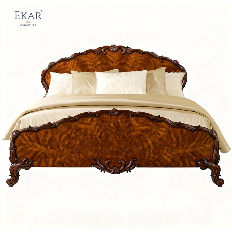 EKAR Sovereign Burlwood Hand-Carved English Bed | Luxury Foshan Furniture Factory,EKAR FURNITURE CO.,LTD,EKAR Sovereign Burlwood Hand-Carved English Bed | Luxury Foshan Furniture Factory,foshan furniture factory,custom Furniture factory,china furniture factory