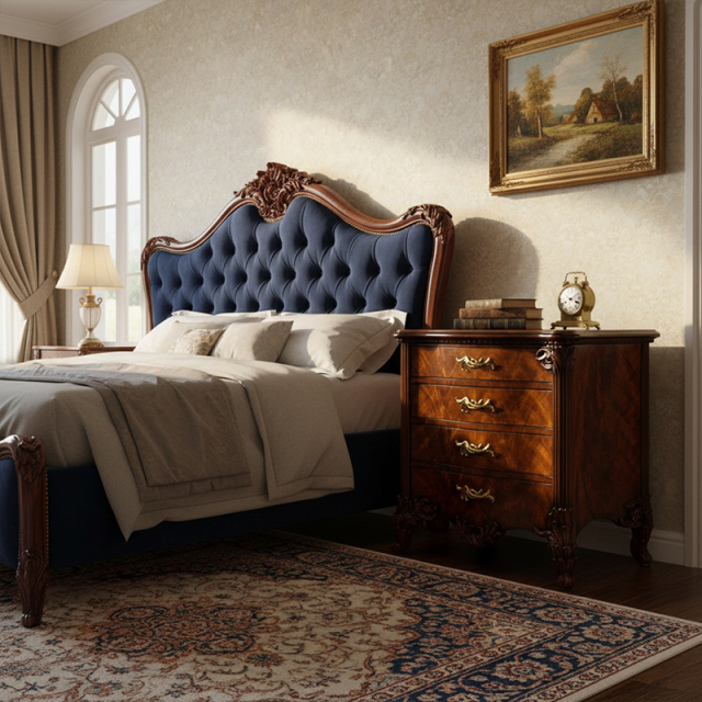 EKAR Winston Manor Luxury Nightstand | Hand-Carved English Style Bedside Chest |,MY SHOP,EKAR Winston Manor Luxury Nightstand | Hand-Carved English Style Bedside Chest |,foshan furniture factory,custom Furniture factory,china furniture factory