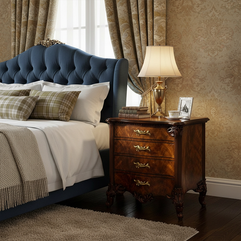 EKAR Winston Manor Luxury Nightstand | Hand-Carved English Style Bedside Chest |,EKAR FURNITURE CO.,LTD,EKAR Winston Manor Luxury Nightstand | Hand-Carved English Style Bedside Chest |,foshan furniture factory,custom Furniture factory,china furniture factory