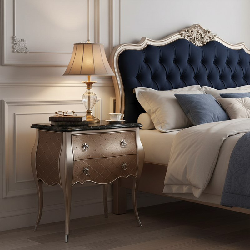 EKAR Regency Glam Luxury Nightstand | Hand-Carved Marble Top Bedside Chest |,EKAR FURNITURE CO.,LTD,EKAR Regency Glam Luxury Nightstand | Hand-Carved Marble Top Bedside Chest |,foshan furniture factory,custom Furniture factory,china furniture factory