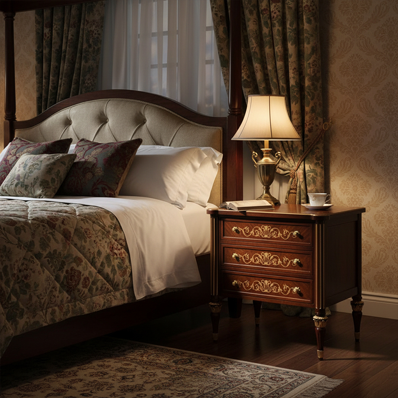 EKAR Vienna Regency Luxury Nightstand | English Style Inlaid Bedside Table |Premium Master Bedroom Furniture,EKAR FURNITURE CO.,LTD,EKAR Vienna Regency Luxury Nightstand | English Style Inlaid Bedside Table |Premium Master Bedroom Furniture,foshan furniture factory,custom Furniture factory,china furniture factory