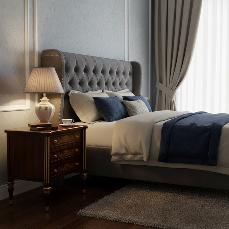 EKAR Vienna Regency Luxury Nightstand | English Style Inlaid Bedside Table |Premium Master Bedroom Furniture,EKAR FURNITURE CO.,LTD,EKAR Vienna Regency Luxury Nightstand | English Style Inlaid Bedside Table |Premium Master Bedroom Furniture,foshan furniture factory,custom Furniture factory,china furniture factory
