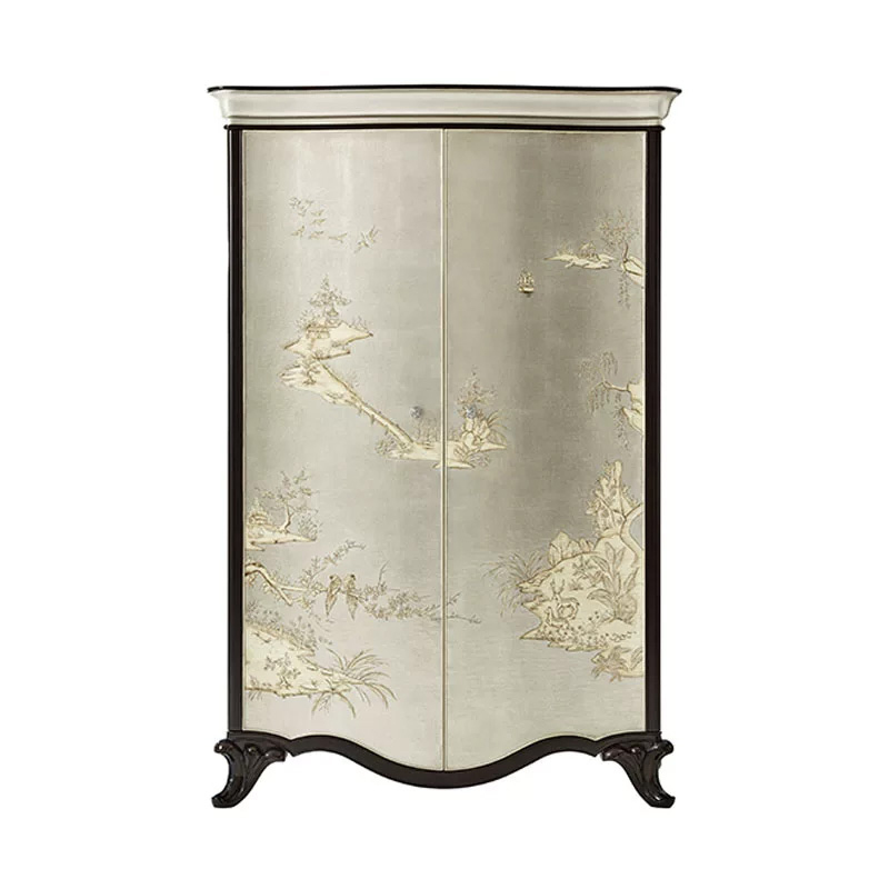 EKAR Florentine Luxury Wardrobe | Hand-Painted English Style Silver Leaf Armoire |,EKAR FURNITURE CO.,LTD,EKAR Florentine Luxury Wardrobe | Hand-Painted English Style Silver Leaf Armoire |,foshan furniture factory,custom Furniture factory,china furniture factory