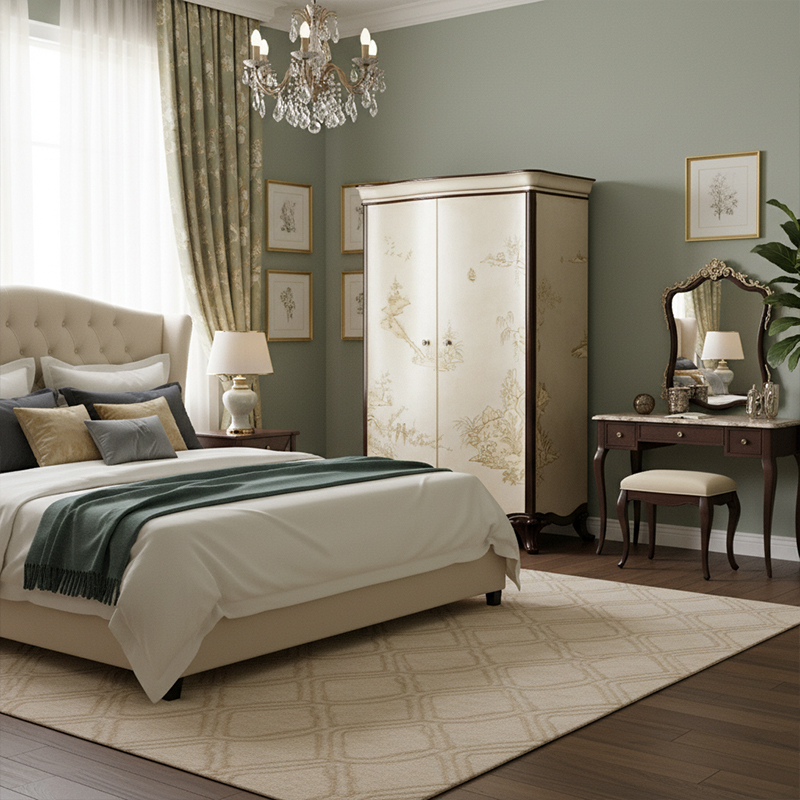 EKAR Florentine Luxury Wardrobe | Hand-Painted English Style Silver Leaf Armoire |,EKAR FURNITURE CO.,LTD,EKAR Florentine Luxury Wardrobe | Hand-Painted English Style Silver Leaf Armoire |,foshan furniture factory,custom Furniture factory,china furniture factory