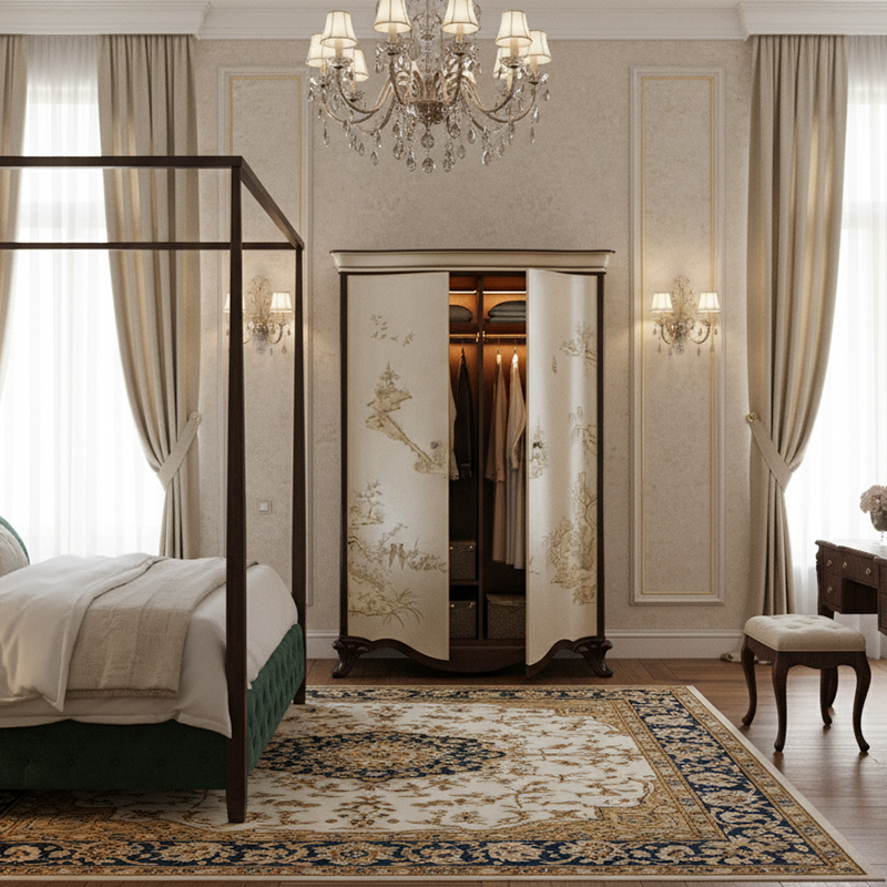 EKAR Florentine Luxury Wardrobe | Hand-Painted English Style Silver Leaf Armoire |,EKAR FURNITURE CO.,LTD,EKAR Florentine Luxury Wardrobe | Hand-Painted English Style Silver Leaf Armoire |,foshan furniture factory,custom Furniture factory,china furniture factory