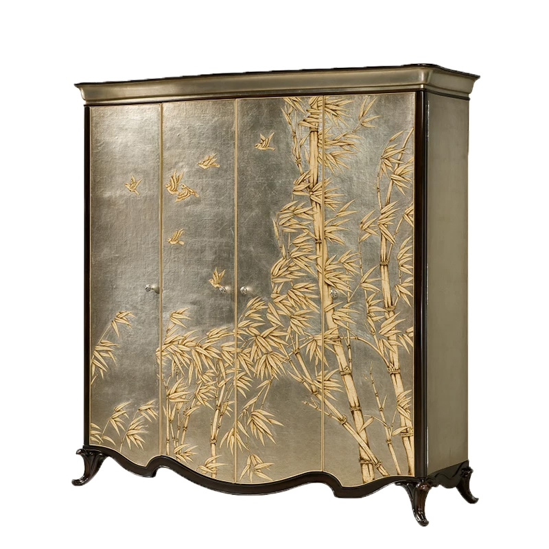 EKAR Sovereign Bamboo Heritage Wardrobe | Luxury English Style Silver Leaf Armoire |,EKAR FURNITURE CO.,LTD,EKAR Sovereign Bamboo Heritage Wardrobe | Luxury English Style Silver Leaf Armoire |,foshan furniture factory,custom Furniture factory,china furniture factory