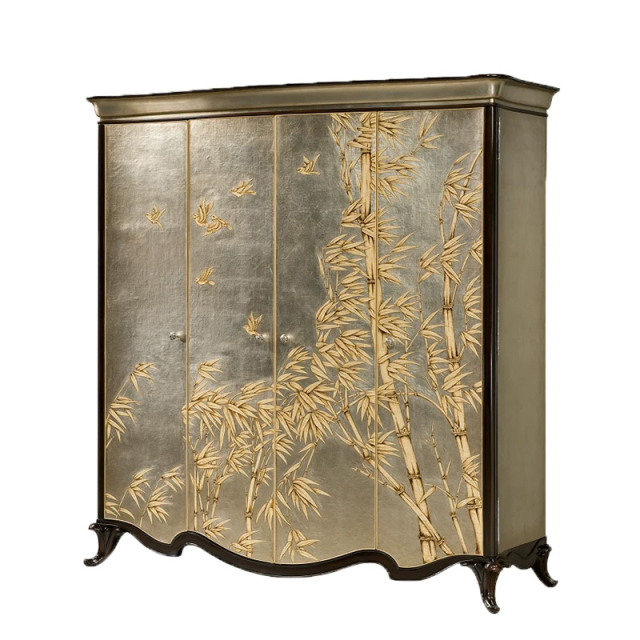 EKAR Sovereign Bamboo Heritage Wardrobe | Luxury English Style Silver Leaf Armoire |,MY SHOP,EKAR Sovereign Bamboo Heritage Wardrobe | Luxury English Style Silver Leaf Armoire |,foshan furniture factory,custom Furniture factory,china furniture factory