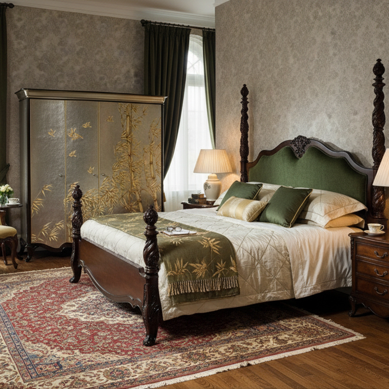 EKAR Sovereign Bamboo Heritage Wardrobe | Luxury English Style Silver Leaf Armoire |,EKAR FURNITURE CO.,LTD,EKAR Sovereign Bamboo Heritage Wardrobe | Luxury English Style Silver Leaf Armoire |,foshan furniture factory,custom Furniture factory,china furniture factory