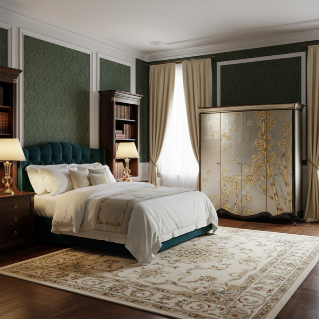 EKAR Sovereign Bamboo Heritage Wardrobe | Luxury English Style Silver Leaf Armoire |,MY SHOP,EKAR Sovereign Bamboo Heritage Wardrobe | Luxury English Style Silver Leaf Armoire |,foshan furniture factory,custom Furniture factory,china furniture factory