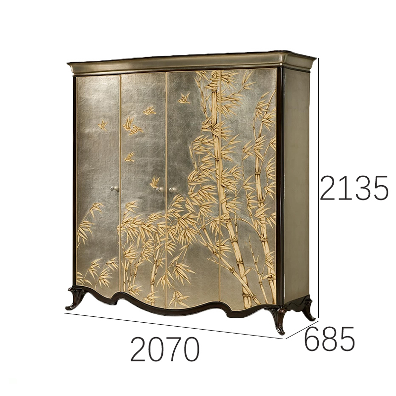 EKAR Sovereign Bamboo Heritage Wardrobe | Luxury English Style Silver Leaf Armoire |,EKAR FURNITURE CO.,LTD,EKAR Sovereign Bamboo Heritage Wardrobe | Luxury English Style Silver Leaf Armoire |,foshan furniture factory,custom Furniture factory,china furniture factory