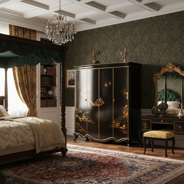 EKAR Celestial Manor Luxury Wardrobe | Hand-Painted English Style Armoire |,EKAR FURNITURE CO.,LTD,EKAR Celestial Manor Luxury Wardrobe | Hand-Painted English Style Armoire |,foshan furniture factory,custom Furniture factory,china furniture factory