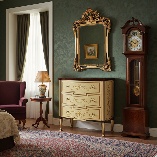 EKAR Regency Royal Ivory & Mahogany Bedroom Chest | Luxury English Style Hand-Painted Dresser |,MY SHOP,EKAR Regency Royal Ivory & Mahogany Bedroom Chest | Luxury English Style Hand-Painted Dresser |,foshan furniture factory,custom Furniture factory,china furniture factory