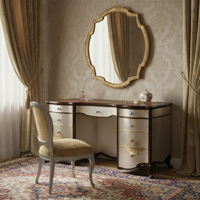 EKAR Florentine Luxury Dressing Table & Ornate Mirror | English Style Hand-Painted Vanity | EKAR FURNITURE,EKAR FURNITURE CO.,LTD,EKAR Florentine Luxury Dressing Table & Ornate Mirror | English Style Hand-Painted Vanity | EKAR FURNITURE,foshan furniture factory,custom Furniture factory,china furniture factory