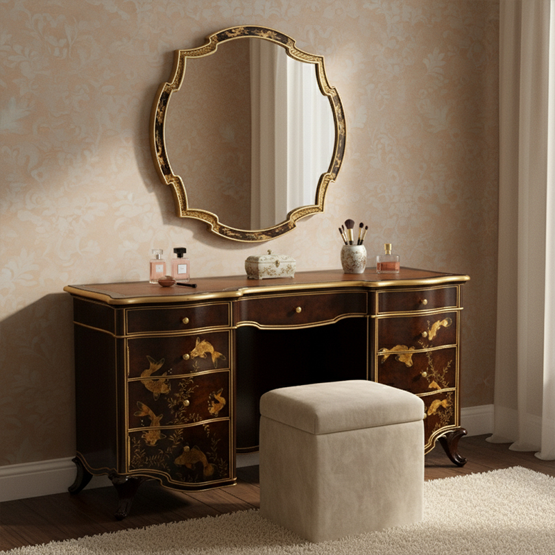EKAR Celestial Sovereign Luxury Dressing Table & Mirror|Hand-Painted English Style Vanity|EKAR FURNITURE,EKAR FURNITURE CO.,LTD,EKAR Celestial Sovereign Luxury Dressing Table & Mirror|Hand-Painted English Style Vanity|EKAR FURNITURE,foshan furniture factory,custom Furniture factory,china furniture factory