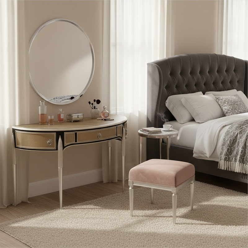 EKAR Regent Glamour Luxury Vanity Table | English Style Quilted Leather Dressing Table |,EKAR FURNITURE CO.,LTD,EKAR Regent Glamour Luxury Vanity Table | English Style Quilted Leather Dressing Table |,foshan furniture factory,custom Furniture factory,china furniture factory