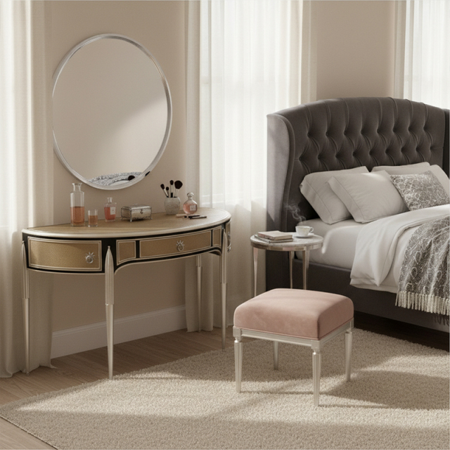 EKAR Regent Glamour Luxury Vanity Table | English Style Quilted Leather Dressing Table |,MY SHOP,EKAR Regent Glamour Luxury Vanity Table | English Style Quilted Leather Dressing Table |,foshan furniture factory,custom Furniture factory,china furniture factory