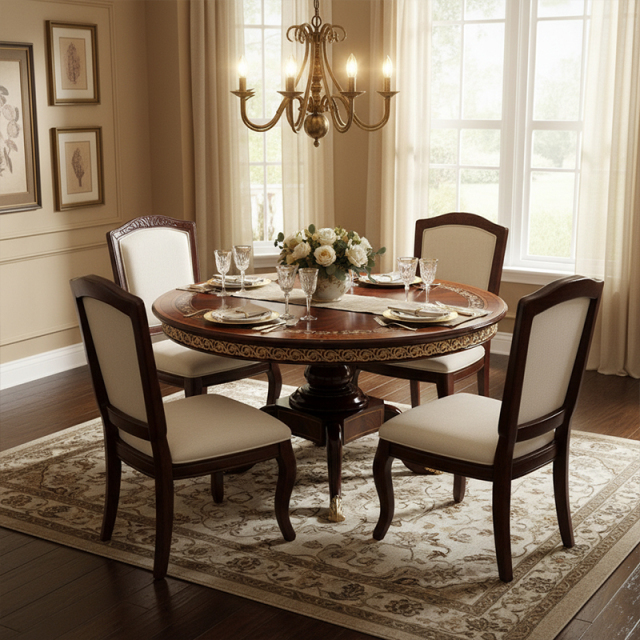 EKAR Royal Crescent Luxury Round Dining Table | British Style Pedestal Table | Custom Dining Room Furniture,EKAR FURNITURE CO.,LTD,EKAR Royal Crescent Luxury Round Dining Table | British Style Pedestal Table | Custom Dining Room Furniture,foshan furniture factory,custom Furniture factory,china furniture factory