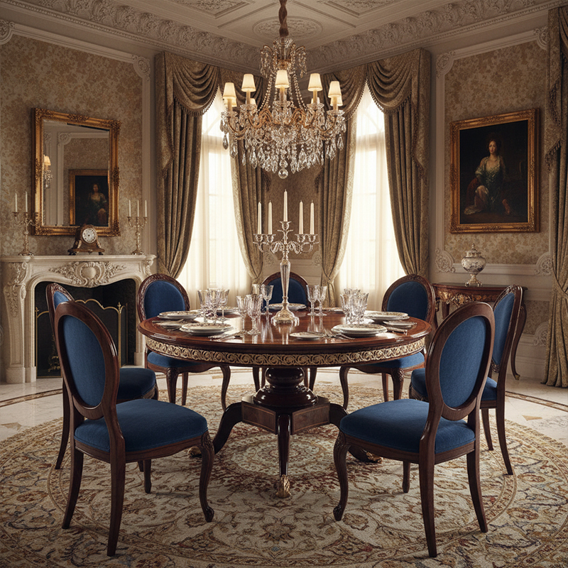 EKAR Royal Crescent Luxury Round Dining Table | British Style Pedestal Table | Custom Dining Room Furniture,EKAR FURNITURE CO.,LTD,EKAR Royal Crescent Luxury Round Dining Table | British Style Pedestal Table | Custom Dining Room Furniture,foshan furniture factory,custom Furniture factory,china furniture factory