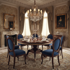 EKAR Royal Crescent Luxury Round Dining Table | British Style Pedestal Table | Custom Dining Room Furniture,EKAR FURNITURE CO.,LTD,EKAR Royal Crescent Luxury Round Dining Table | British Style Pedestal Table | Custom Dining Room Furniture,foshan furniture factory,custom Furniture factory,china furniture factory