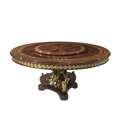 EKAR Sovereign Imperial Round Dining Table | Luxury English Style Hand-Inlaid Table with Lazy Susan |,EKAR FURNITURE CO.,LTD,EKAR Sovereign Imperial Round Dining Table | Luxury English Style Hand-Inlaid Table with Lazy Susan |,foshan furniture factory,custom Furniture factory,china furniture factory