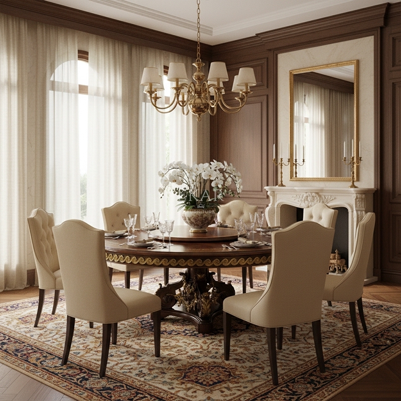 EKAR Sovereign Imperial Round Dining Table | Luxury English Style Hand-Inlaid Table with Lazy Susan |,EKAR FURNITURE CO.,LTD,EKAR Sovereign Imperial Round Dining Table | Luxury English Style Hand-Inlaid Table with Lazy Susan |,foshan furniture factory,custom Furniture factory,china furniture factory