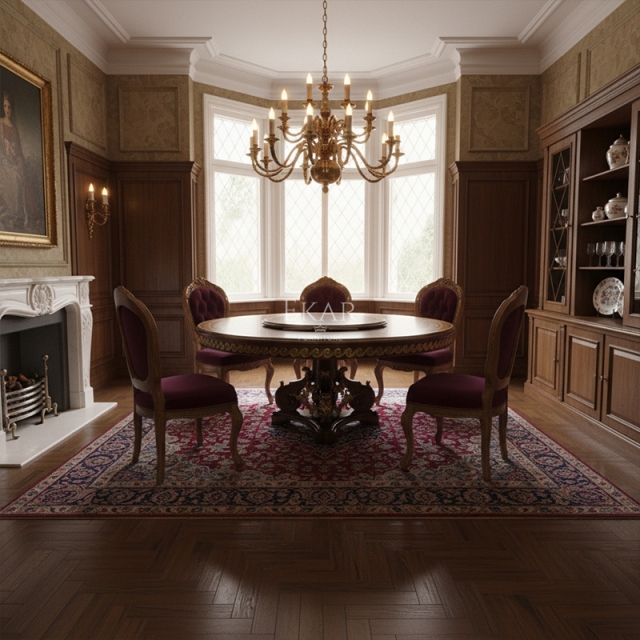 EKAR Sovereign Imperial Round Dining Table | Luxury English Style Hand-Inlaid Table with Lazy Susan |,EKAR FURNITURE CO.,LTD,EKAR Sovereign Imperial Round Dining Table | Luxury English Style Hand-Inlaid Table with Lazy Susan |,foshan furniture factory,custom Furniture factory,china furniture factory