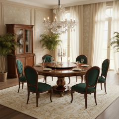 EKAR Regency Sovereign Round Dining Table | Luxury English Style Hand-Inlaid Table |,MY SHOP,EKAR Regency Sovereign Round Dining Table | Luxury English Style Hand-Inlaid Table |,foshan furniture factory,custom Furniture factory,china furniture factory