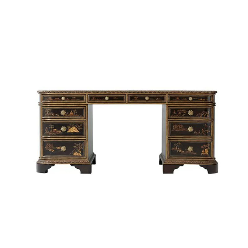EKAR Dynasty Heritage Executive Desk | Hand-Painted English Style Black Lacquer Desk |,EKAR FURNITURE CO.,LTD,EKAR Dynasty Heritage Executive Desk | Hand-Painted English Style Black Lacquer Desk |,foshan furniture factory,custom Furniture factory,china furniture factory