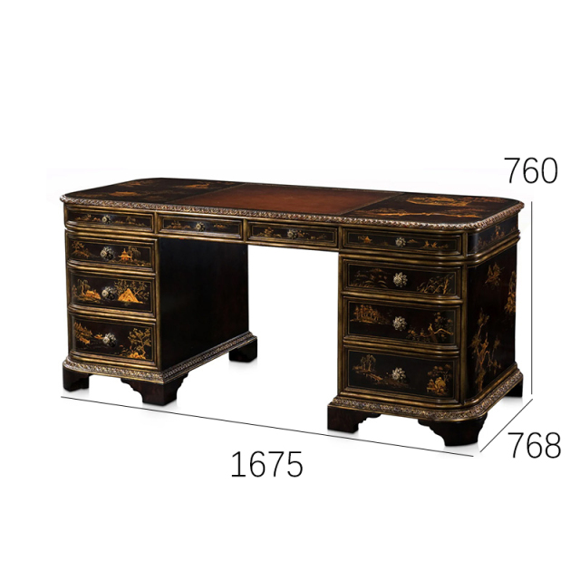 EKAR Dynasty Heritage Executive Desk | Hand-Painted English Style Black Lacquer Desk |,MY SHOP,EKAR Dynasty Heritage Executive Desk | Hand-Painted English Style Black Lacquer Desk |,foshan furniture factory,custom Furniture factory,china furniture factory