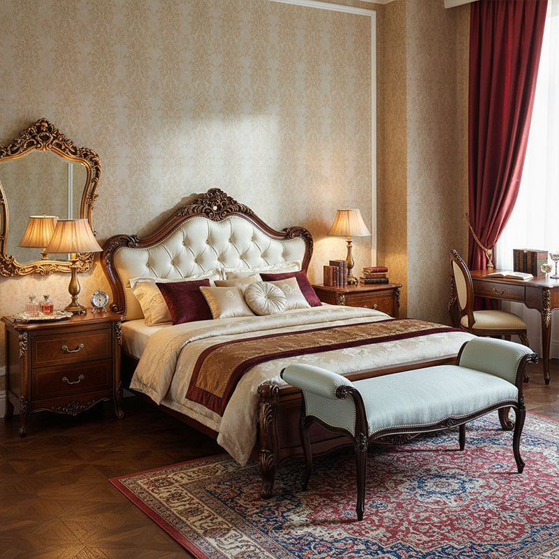 EKAR Sovereign Manor Luxury Bed End Bench | English Style Hand-Carved Bedroom Settee |,EKAR FURNITURE CO.,LTD,EKAR Sovereign Manor Luxury Bed End Bench | English Style Hand-Carved Bedroom Settee |,foshan furniture factory,custom Furniture factory,china furniture factory