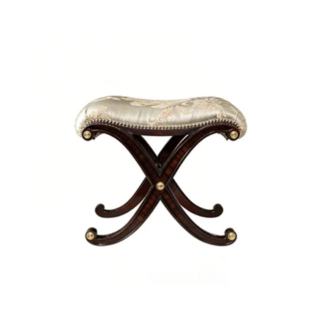 EKAR Sovereign Luxury Vanity Stool | English Style Hand-Carved X-Frame Bedroom Stool |,MY SHOP,EKAR Sovereign Luxury Vanity Stool | English Style Hand-Carved X-Frame Bedroom Stool |,foshan furniture factory,custom Furniture factory,china furniture factory