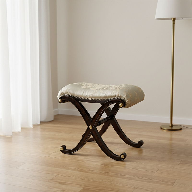 EKAR Sovereign Luxury Vanity Stool | English Style Hand-Carved X-Frame Bedroom Stool |,EKAR FURNITURE CO.,LTD,EKAR Sovereign Luxury Vanity Stool | English Style Hand-Carved X-Frame Bedroom Stool |,foshan furniture factory,custom Furniture factory,china furniture factory