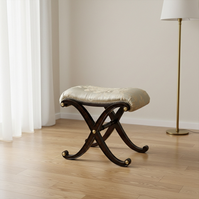 EKAR Sovereign Luxury Vanity Stool | English Style Hand-Carved X-Frame Bedroom Stool |,MY SHOP,EKAR Sovereign Luxury Vanity Stool | English Style Hand-Carved X-Frame Bedroom Stool |,foshan furniture factory,custom Furniture factory,china furniture factory