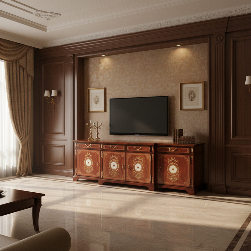 EKAR St. James Heritage Luxury Media Console | English Style Hand-Inlaid TV Stand |Premium Custom Furniture,EKAR FURNITURE CO.,LTD,EKAR St. James Heritage Luxury Media Console | English Style Hand-Inlaid TV Stand |Premium Custom Furniture,foshan furniture factory,custom Furniture factory,china furniture factory