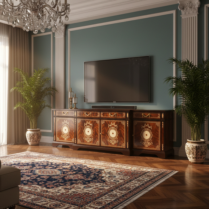 EKAR St. James Heritage Luxury Media Console | English Style Hand-Inlaid TV Stand |Premium Custom Furniture,EKAR FURNITURE CO.,LTD,EKAR St. James Heritage Luxury Media Console | English Style Hand-Inlaid TV Stand |Premium Custom Furniture,foshan furniture factory,custom Furniture factory,china furniture factory