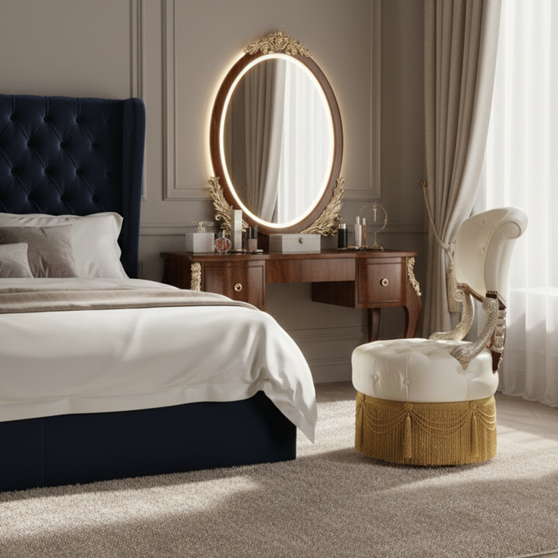 EKAR Regency Imperial Vanity Throne | Luxury English Style Tufted Bedroom Chair | Premium Custom Seating,EKAR FURNITURE CO.,LTD,EKAR Regency Imperial Vanity Throne | Luxury English Style Tufted Bedroom Chair | Premium Custom Seating,foshan furniture factory,custom Furniture factory,china furniture factory