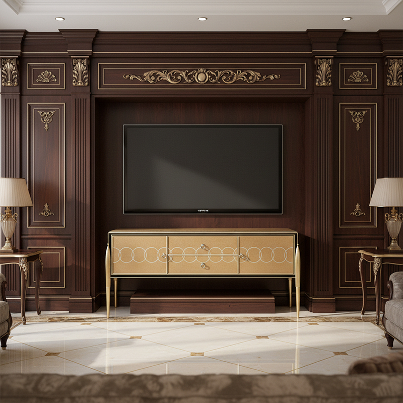 EKAR Regent Glamour Luxury TV Stand | Gold & Black Lacquer Media Console | Premium English Style Furniture,EKAR FURNITURE CO.,LTD,EKAR Regent Glamour Luxury TV Stand | Gold & Black Lacquer Media Console | Premium English Style Furniture,foshan furniture factory,custom Furniture factory,china furniture factory